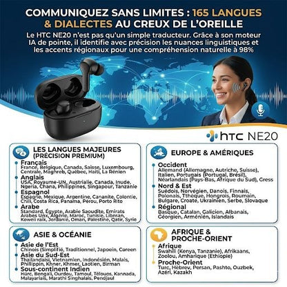 HTC NE20 : LE MONDE ENTIER DANS VOTRE POCHE, +135 LANGUES DANS VOTRE OREILLE