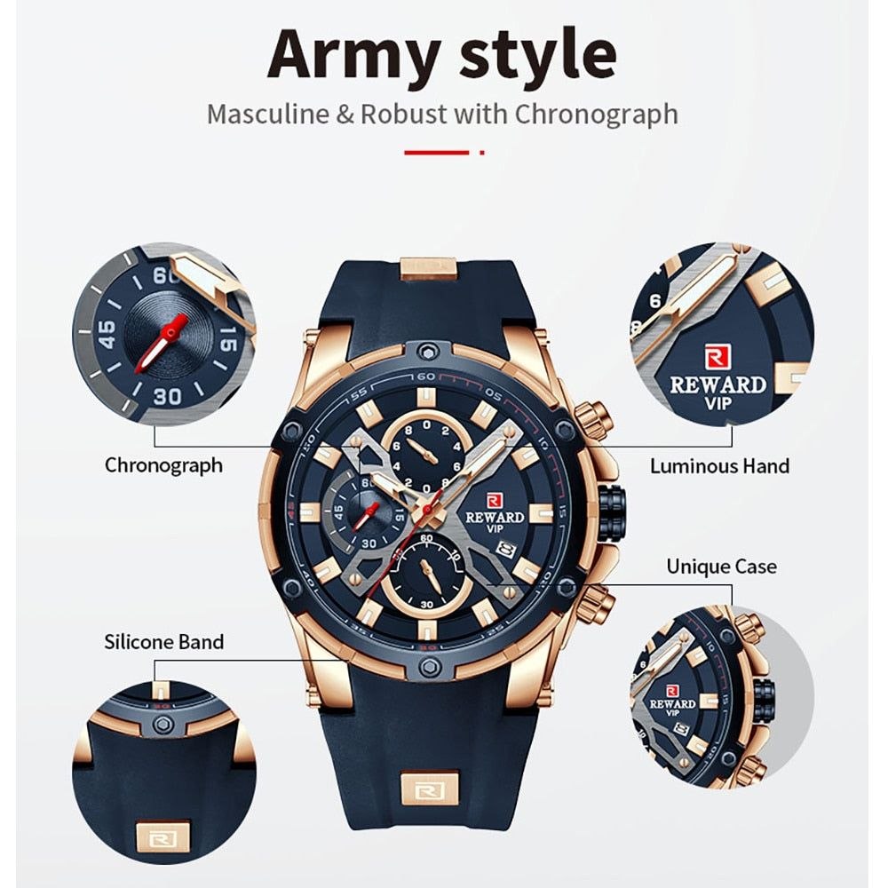 MONTRE CHRONOGRAPHE HOMME REWARD VIP – ÉDITION SPÉCIALE ARMY STYLE