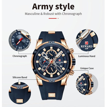 MONTRE CHRONOGRAPHE HOMME REWARD VIP – ÉDITION SPÉCIALE ARMY STYLE